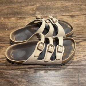 Birkenstock Florida three strap suede light tan sandals size 37